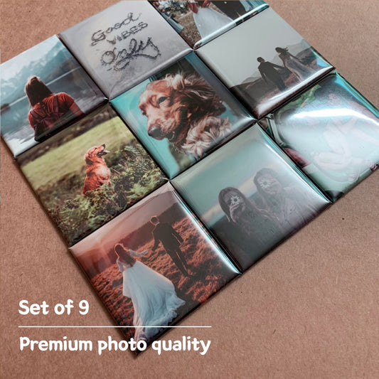 Personalized Photo Magnets 2"x 2" Set of 9