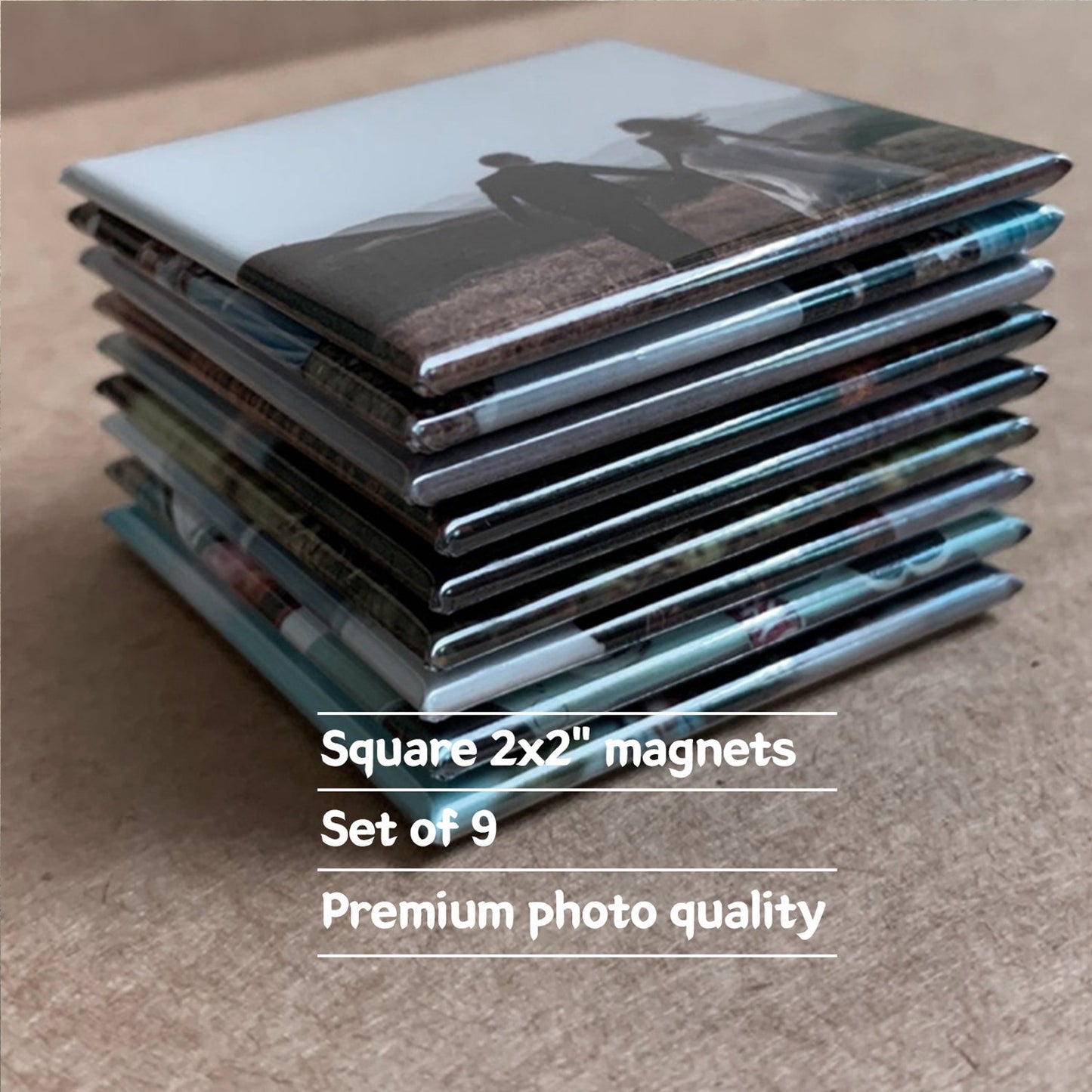 Personalized Photo Magnets 2"x 2" Set of 9