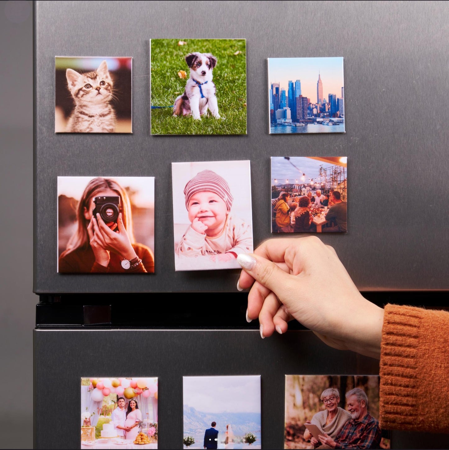 Personalized Photo Magnets 2"x 2" Set of 9