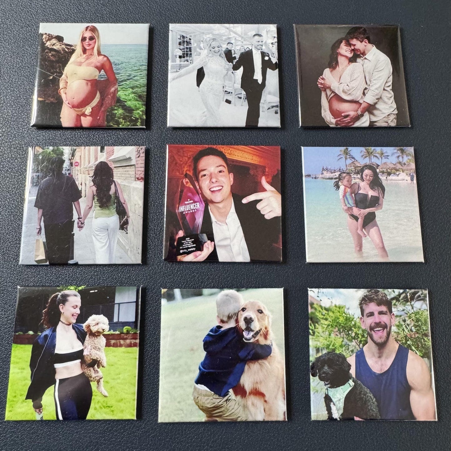 Personalized Photo Magnets 2"x 2" Set of 9